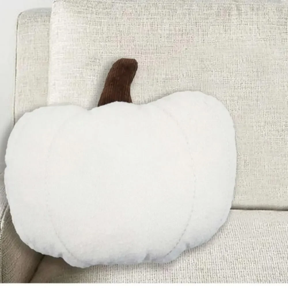 Set of 2 Fall Harvest Off White Plush Pumpkin Couch Throw Pillows